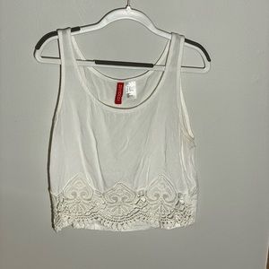 White divided tank top